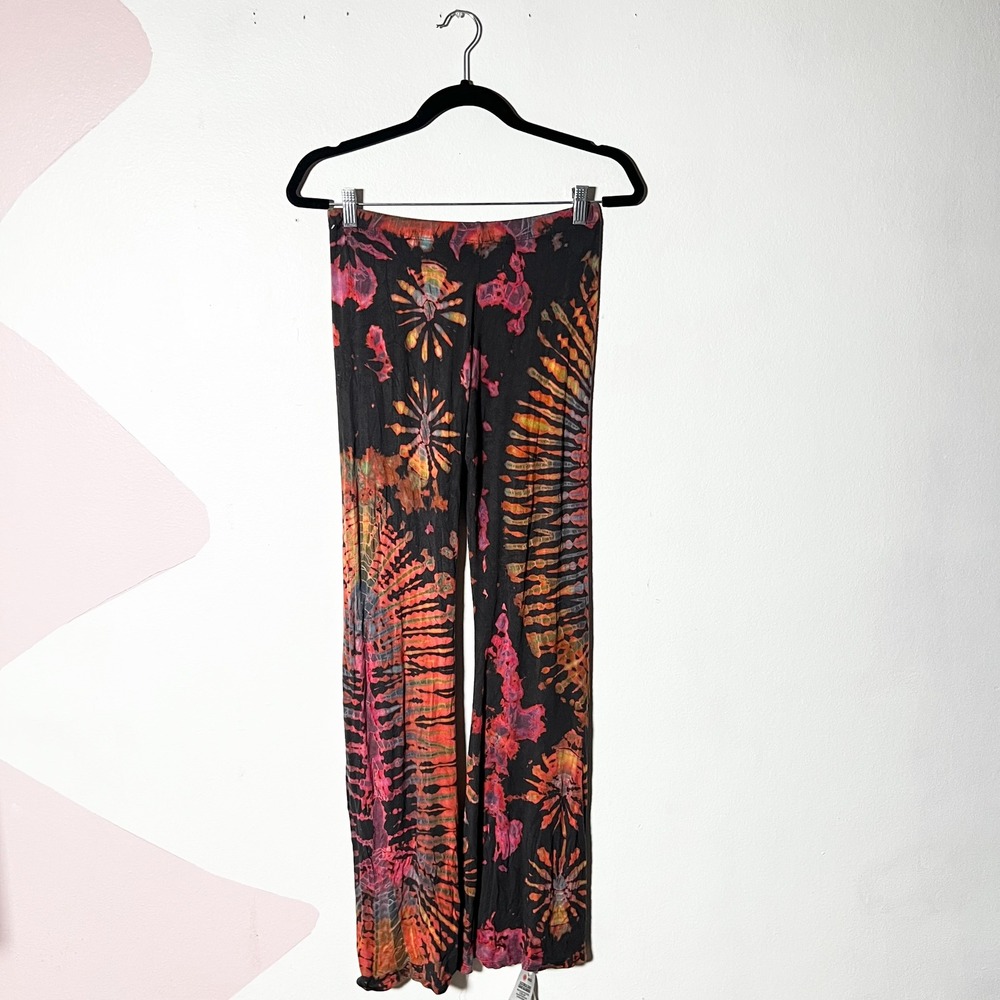 Kathmandu Imports Pants Womens M/L Tie Dye Orange Flare Boho Yoga